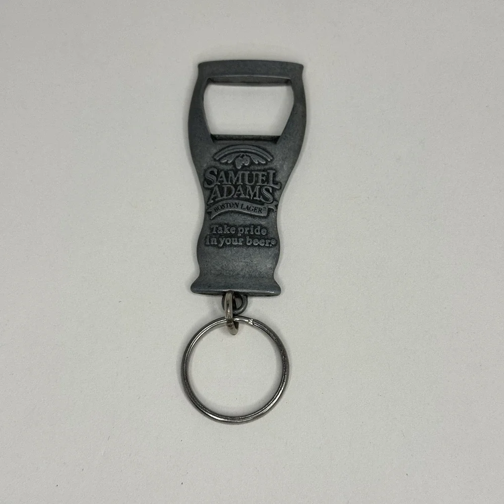 Samuel Adams Boston Lager‎ Bottle Opener Keychain Vintage Pewter Tone Barware